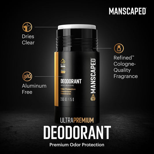 Manscaped® Ultrapremium Deodorant, Aluminum-Free Clear Formula, Soft And Comfortable With Cologne-Quality Fragrance For Under Arm Odor Protection, 2.65 Oz Stick (1 Pack)