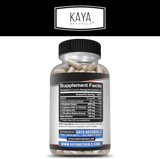 Kaya Naturals - Nitric Blast Potent All-Natural Herbal Supplement For Maximum Health Benefits | Pre-Workout | Increased Energy | Improved Nighttime Performance | - 60 Capsules