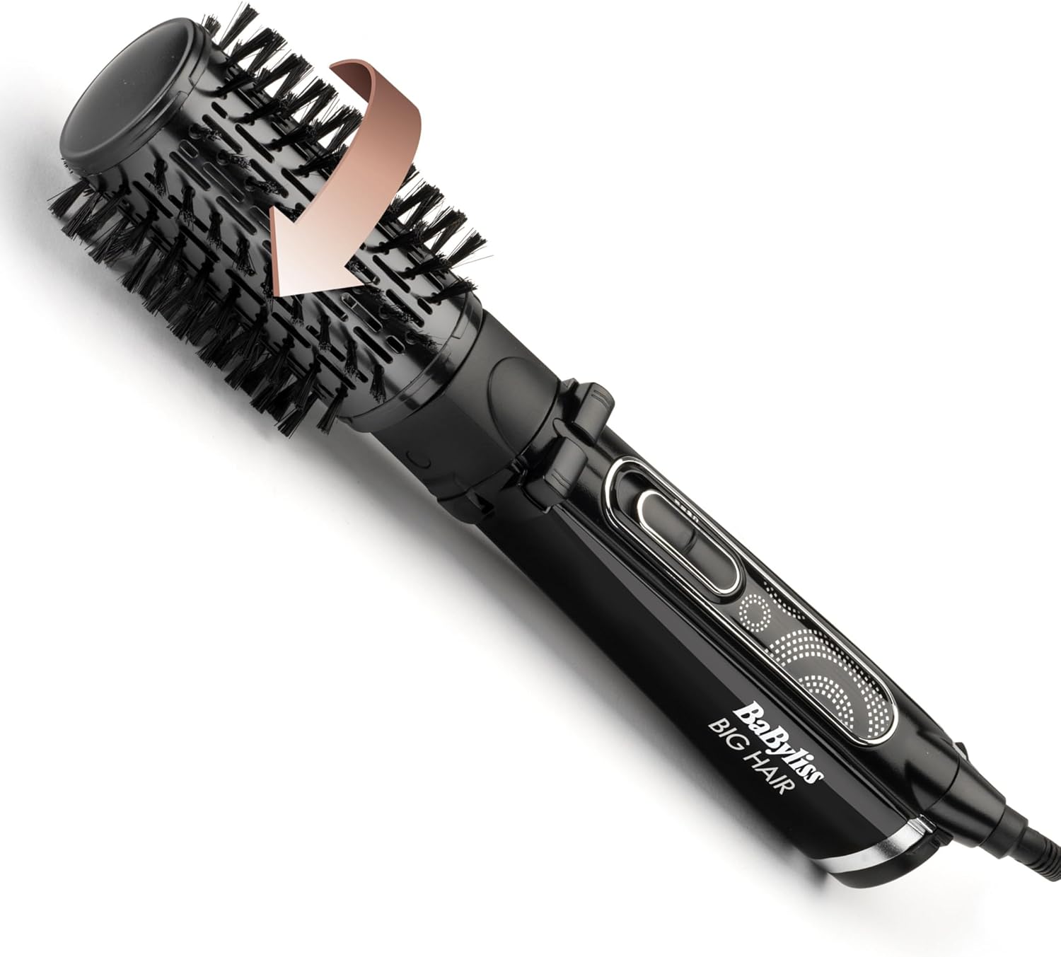 Babyliss Big Hair Rotating Hair Dryer Brush - Dry And Style In One Step, 2 Speeds & Alternating Directions, Ionic Frizz-Control, 50Mm Barrel, Black, 2885U