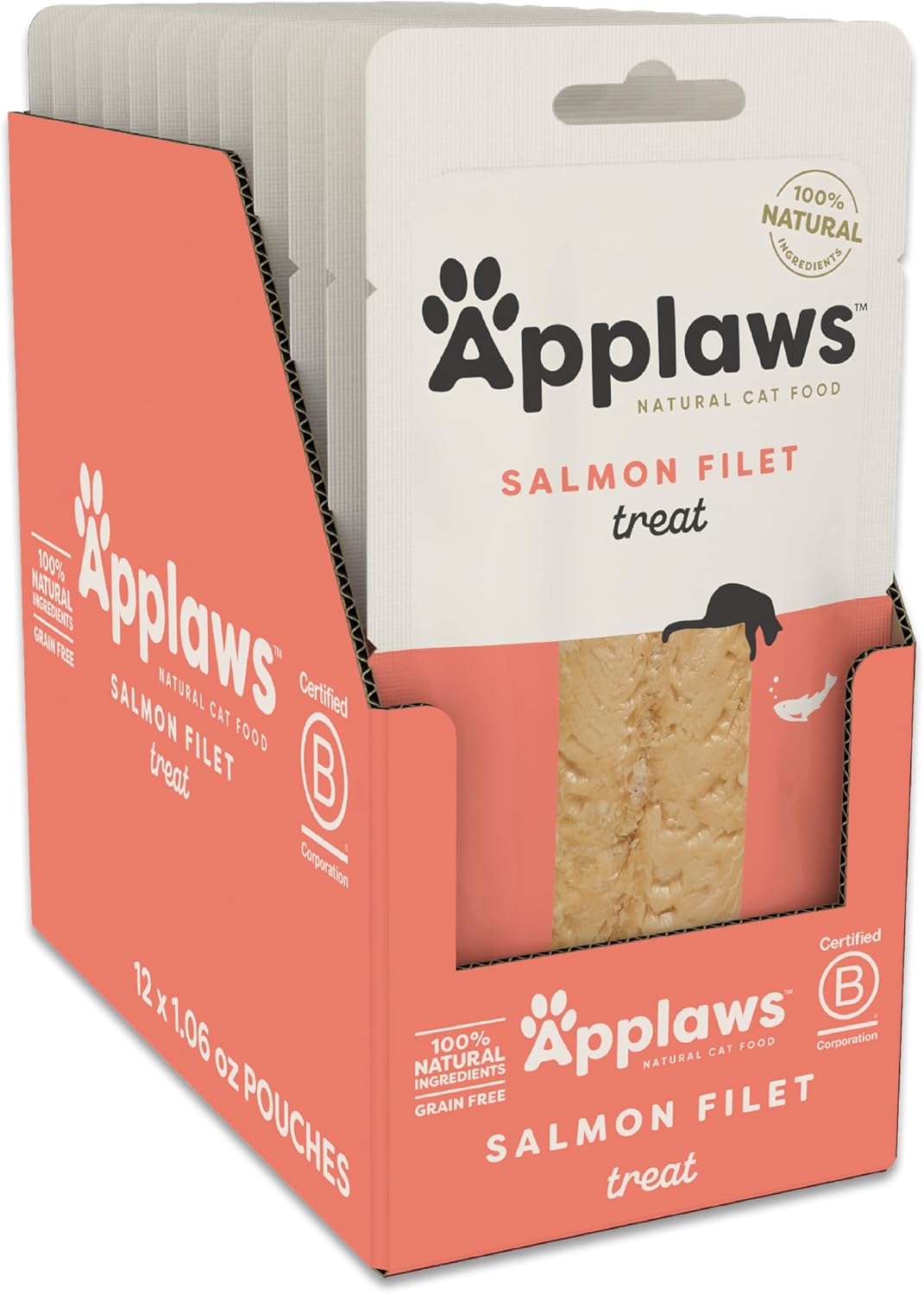 Applaws Natural Cat Treats, Grain-Free, Single Ingredient, Whole Protein Fillet, Healthy Snacks With No Artificial Additives (12 X 1.06Oz Whole Tilapia Loin)