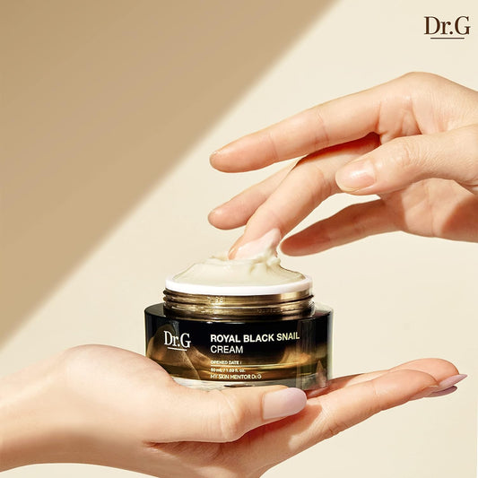 Dr. G - Royal Black Snail Cream - 50 Ml - Snail Mucin Moisturizer, Korean Skincare, K Beauty For Dry Skin, Royal Jelly Protein Improves Skin Barrier, Niacinamide For Blemish Care; Skin Elasticity Care