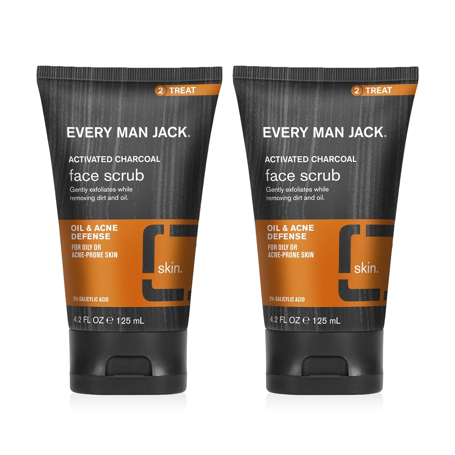 Every Man Jack Activated Charcoal Oil And Acne Defense Face Scrub For Men - Exfoliate Away Dry, Dead Skin, And Deep Clean To Remove Dirt And Oil With Natural Jojoba Beads - 4.2Oz - 2Pack