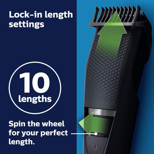Philips Norelco Beard Trimmer And Hair Clipper, Cordless Grooming, Rechargeable, Adjustable Length, Beard Trimmer And Hair Clipper, No Blade Oil Needed, Bt3210/41