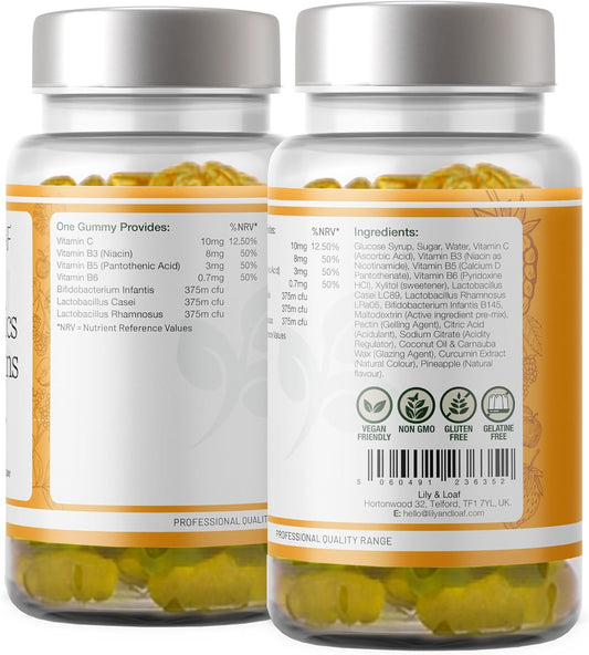 Lily & Loaf Probiotic + Vitamins Gummies – Pineapple Flavor – Gut Health & Immune Support – Vegan – 60 Gummies – 30 Day Supply
