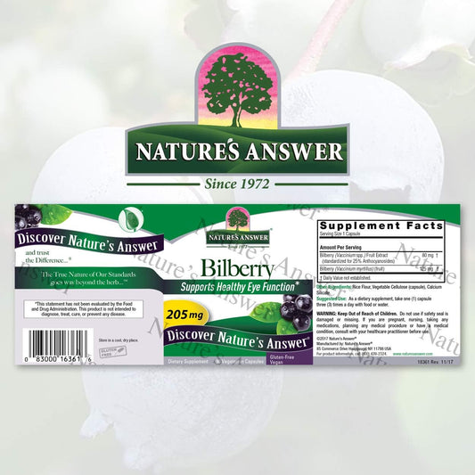 Nature's Answer Bierry Standardized Capsules 90 Count | Eye & Vision Support | Promotes Circulation