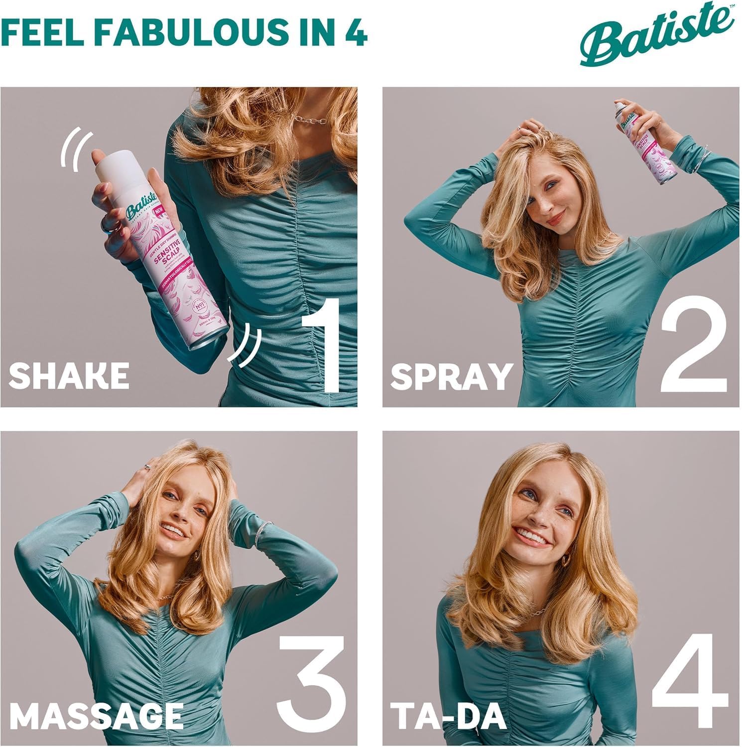 Batiste Sensitive Scalp Lightly Scented Dry Shampoo, Dermatologically Tested, Kind to Scalp, No Rinse Shampoo Hair Spray, Gentle Lightweight Formula for Refreshed Hair, Infused with Aloe Vera, 200ml : Amazon.co.uk: Beauty