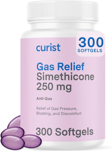 Curist Gas Relief Simethicone 250 Mg Softgels (300 Count) - Digestive Relief, Bloating Relief & Anti Flatulence Gas Pills For Adults Aids Gas And Bloating Relief (300 Soft Gels)