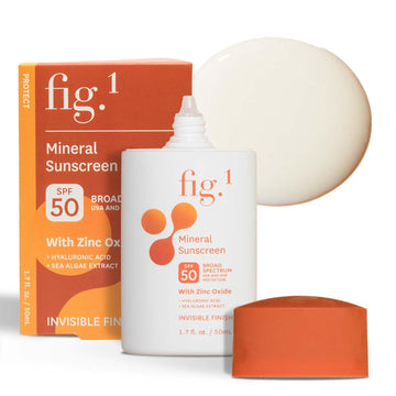 Fig.1 Mineral Sunscreen For Face Spf 50 – Zinc Oxide Face Sunscreen Moisturizer With Hyaluronic Acid & Antioxidant – Broad Spectrum Sun Protection –Fragrance-Free, Lightweight, Invisible Finish, 1.7Oz