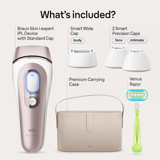 Braun Smart Ipl Long-Lasting Laser Hair Removal Device For Women & Men, Skin I·Expert, Home Hair Removal, Free App, Vanity Case, Venus Razor, 4 Smart Heads, Alternative For Laser Hair Removal, Pl7387