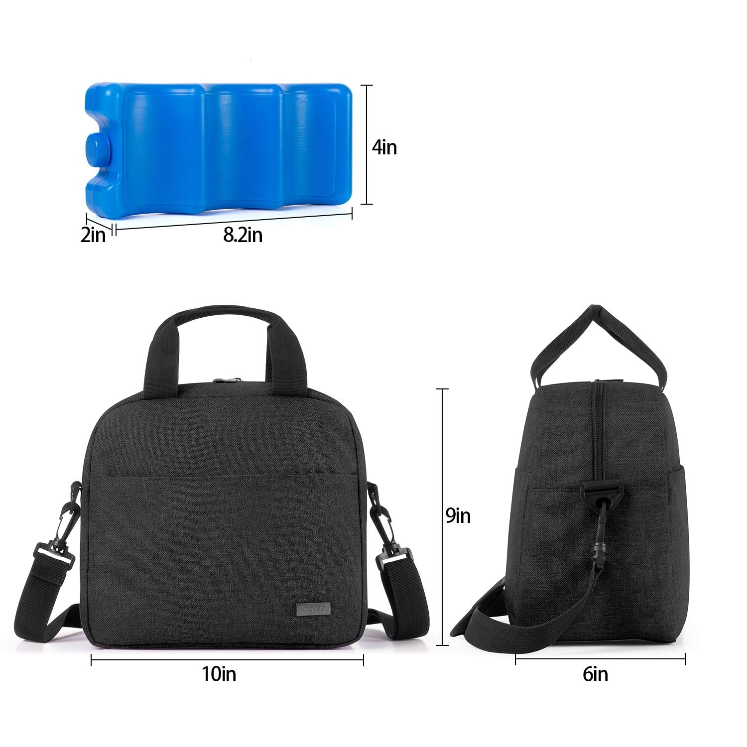 Teamoy Breastmilk Cooler Bag With Ice Pack, Travel Baby Bottle Carrier Tote Bag Fits Up To 6 Large 9 Ounce Bottles, Black