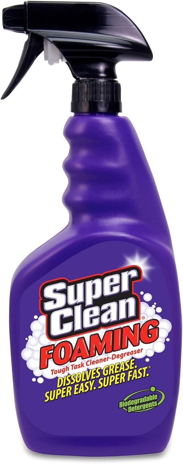 Super Clean Foaming Multi-Surface All Purpose Cleaner Degreaser Spray, Biodegradable, Full Concentrate, 32 Ounce