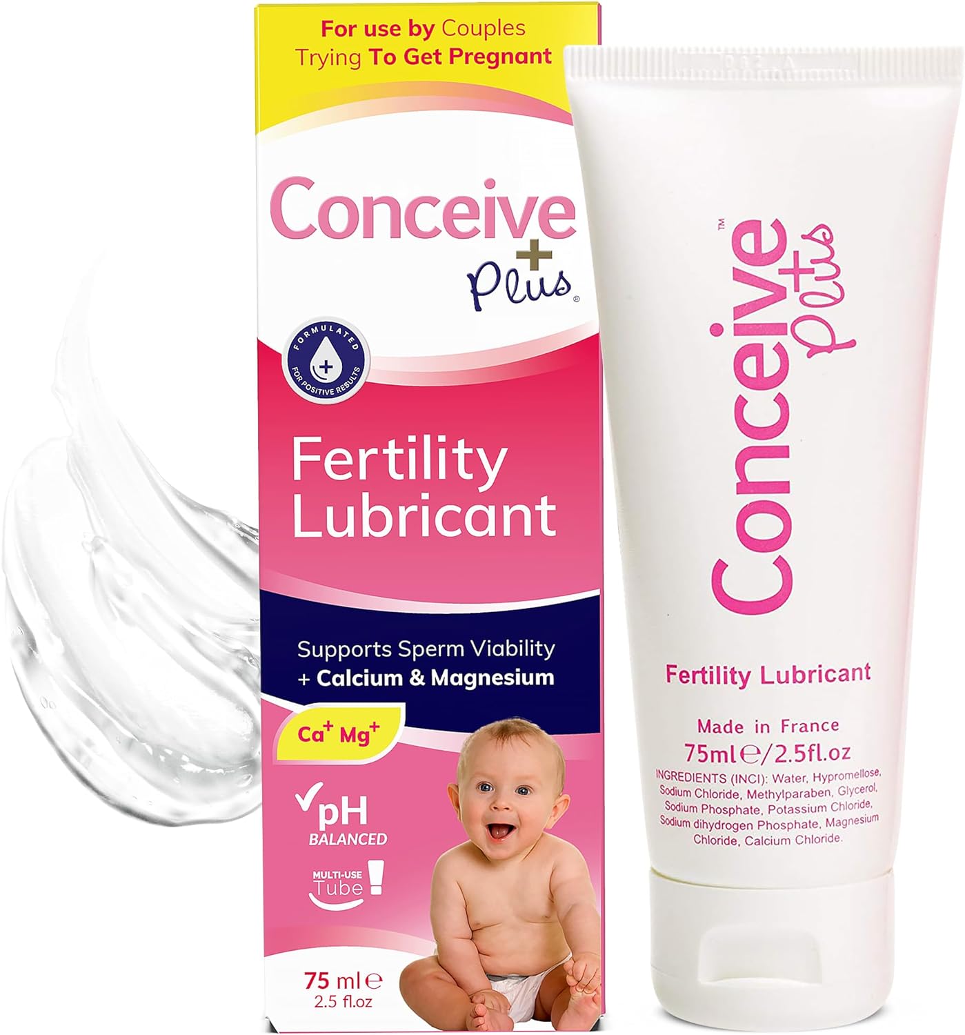 Conceive Plus Fertility Lubricant - Fertility Friendly Lube for Couples Trying to Conceive, 75ml / 2.5 fl oz