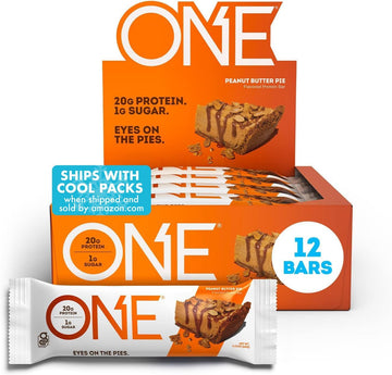 One Protein Bars, Peanut Butter Pie, Gluten Free Protein Bars With 20G Protein And 1G Sugar, Pantry Staples, 2.12 Oz (12 Count)