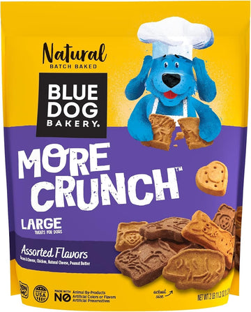 Blue Dog Bakery Natural Dog Treats, More Crunch Large, Assorted Flavors, 11.2 Oz, 2Lb Bag