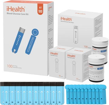 Ihealth Blood Glucose Test Strips 100 Count, Lancets For Diabetes Management 100 Count, Compatible With Ihealth Blood Glucose Monitor Only