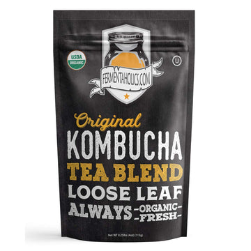 Fermentaholics Usda Certified Organic Kombucha Tea Blend 4 Oz | Makes 11 Gallons | Kosher Certified | Organic Black And Green Tea Blend | Loose Leaf