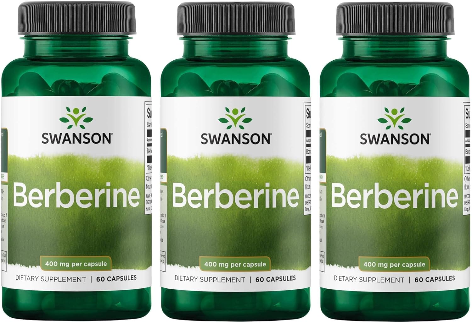 Swanson Berberine Supplement - 400 Mg Each, 60 Capsules - Berberine Hcl With Overall Wellness Support (3 Pack)
