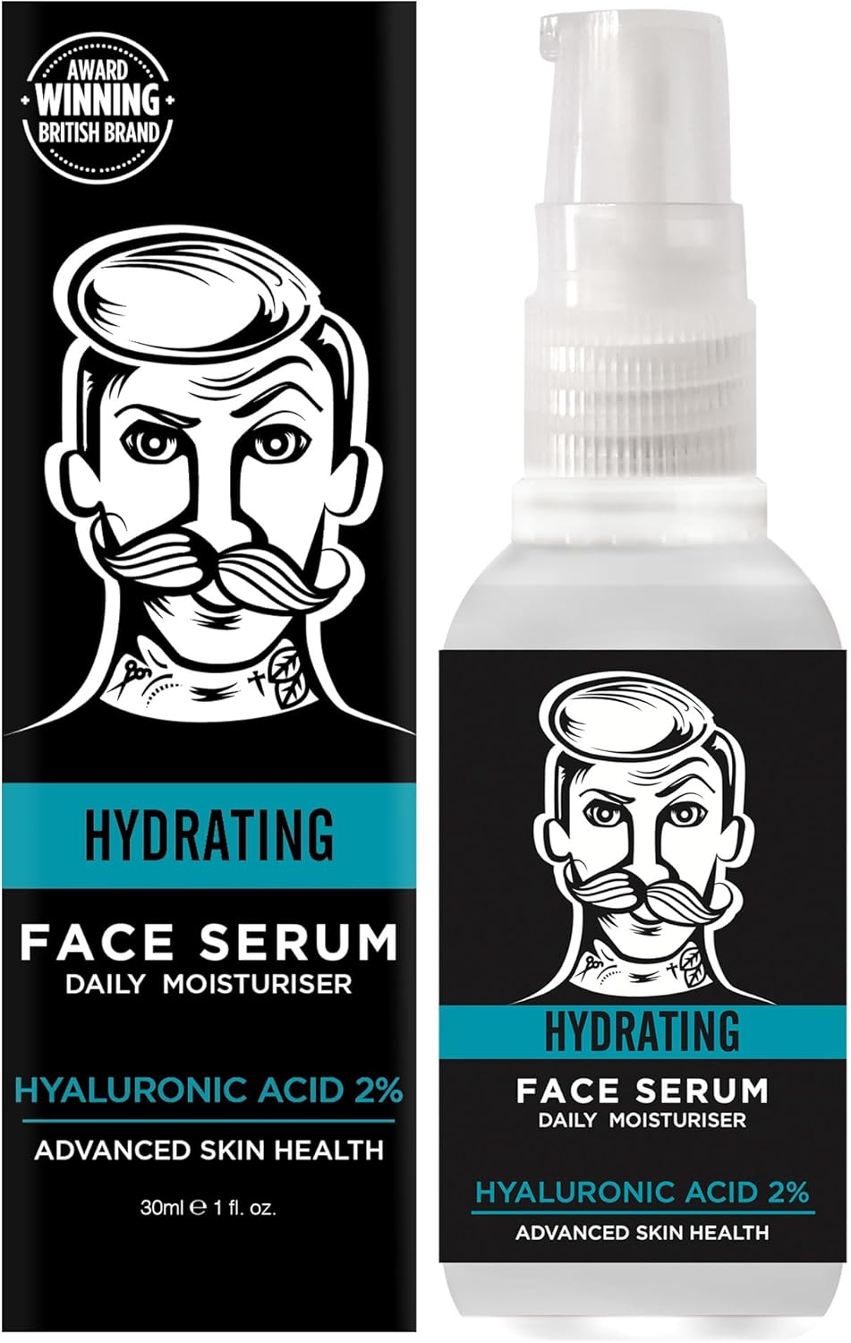 Barber Pro Hydrating Face Serum Mens Moisturiser Daily Face Cream & Antioxidant Hyaluronic Acid Deeply Hydrate & Replenish Natural Vegan Skincare Multi Award Winning Brand 30Ml