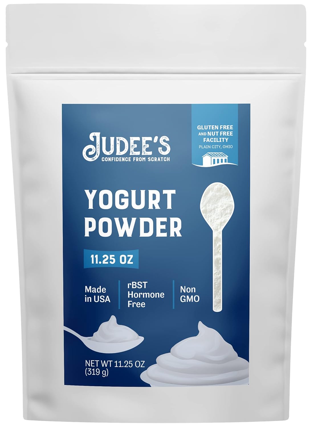 Judee’s Yogurt Powder 11.25oz - 100% Non-GMO, rBST Hormone-Free - Gluten-Free & Nut-Free - Made from Real Dairy - Made in USA - Make Homemade Yogurt and Tangy Dips, Dressings, and Toppings