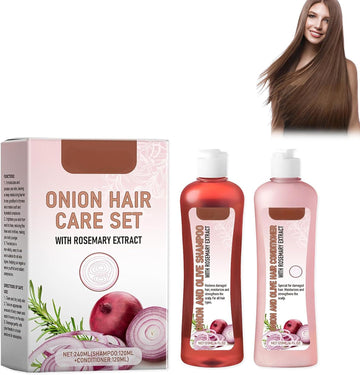 Onion And Olive Shampoo Conditioner Set, Onion Rosemary Shampoo Set For Hair Growth & Volume, Hair Care Shampoo & Conditioner Set - 120 Ml Duo Against Hair Loss For Stronger, Thicker, Longer Hair