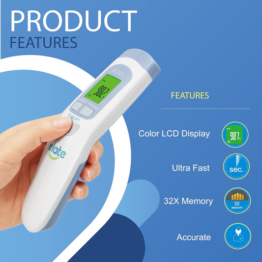 Elate No-Touch Forehead Thermometer for Adults and Kids, Non-Contact Digital Baby Thermometer for Infants/Newborns. Medical Grade Touchless Temporal Thermometer for Fever, FSA HSA Eligible