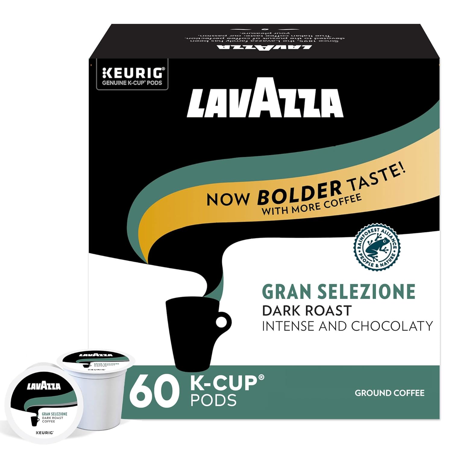 Lavazza Gran Selezione Single-Serve Coffee K-Cup® Pods For Keurig® Brewer, Dark Roast, 10 Count Box, (Pack Of 6) 100% Arabica, Rainforest Alliance Certified 100% Sustainably Grown, Value Pack