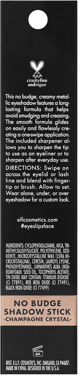 e.l.f No Budge Shadow Stick, Champagne Crystal : Amazon.co.uk: Beauty