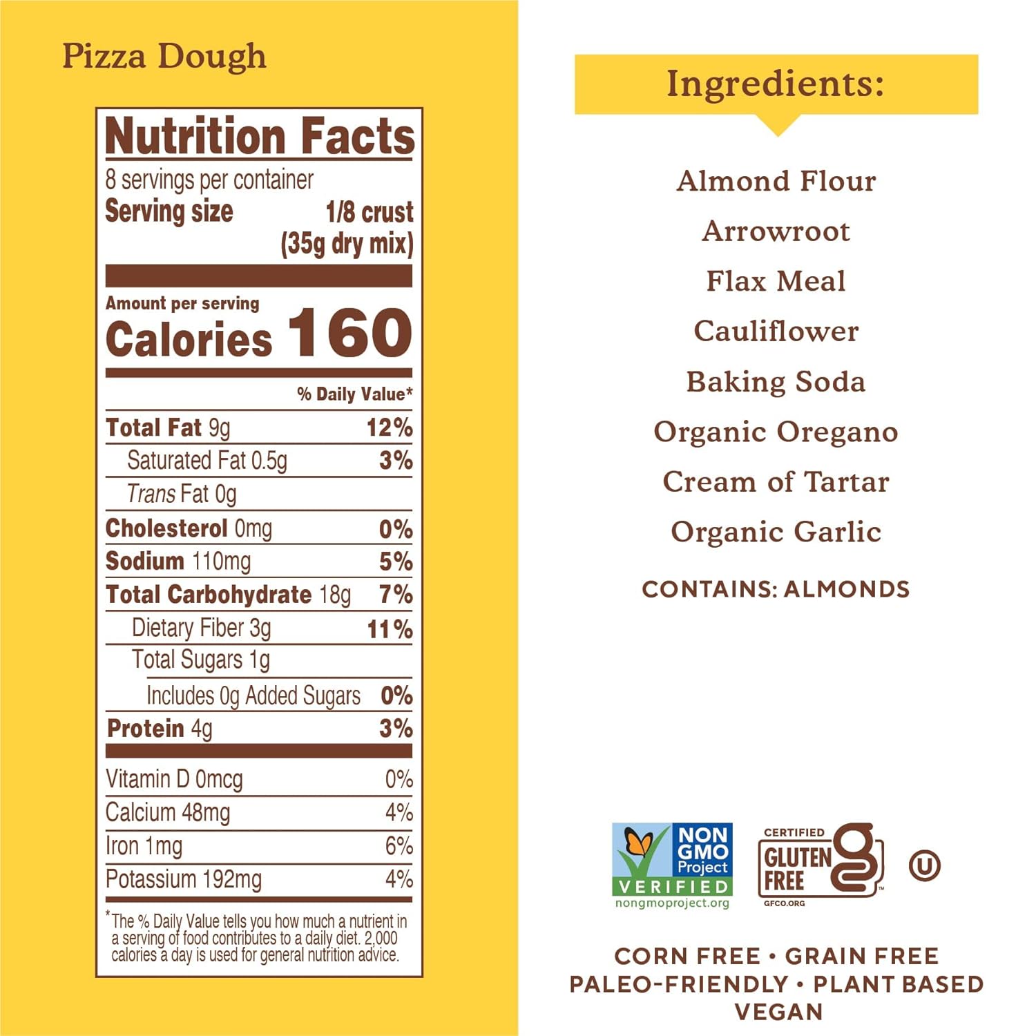 Simple Mills Almond Flour Baking Mix, Cauliflower Pizza Dough - Gluten Free, Vegan, Plant Based, 9.8 Ounce (Pack of 3) : Grocery & Gourmet Food