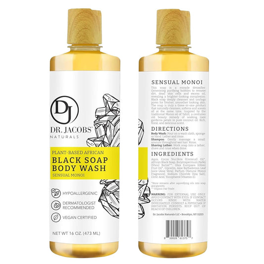Dr Jacobs Naturals Authentic African Raw Black Soap, All-In-One Cleanser For Face Wash, Sensitive Skin Body Wash, Shampoo, Shaving Soap | Shea Butter Moisturizing And Nourishing Formula | 16Oz 2Pk