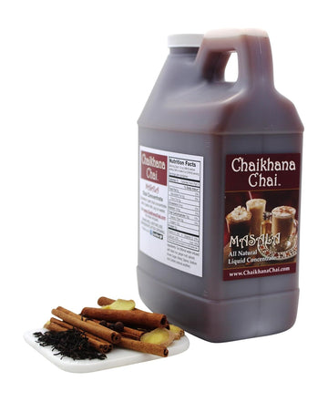 Chaikhana Chai - Spicy Masala Chai Concentrate - Makes (40) Drinks - Slow Brewed With Organic Black Tea, Ginger And Fresh Crushed Spices - 1/2 Gallon
