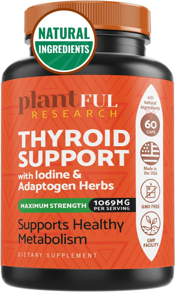 Thyroid Support For Women And Iodine Supplement | Enhanced Absorption Thyroid Complex For Energy, Metabolism, Focus Formula, Relaxation With Ashwagandha, L-Tyrosine And Adaptogens Non-Gmo