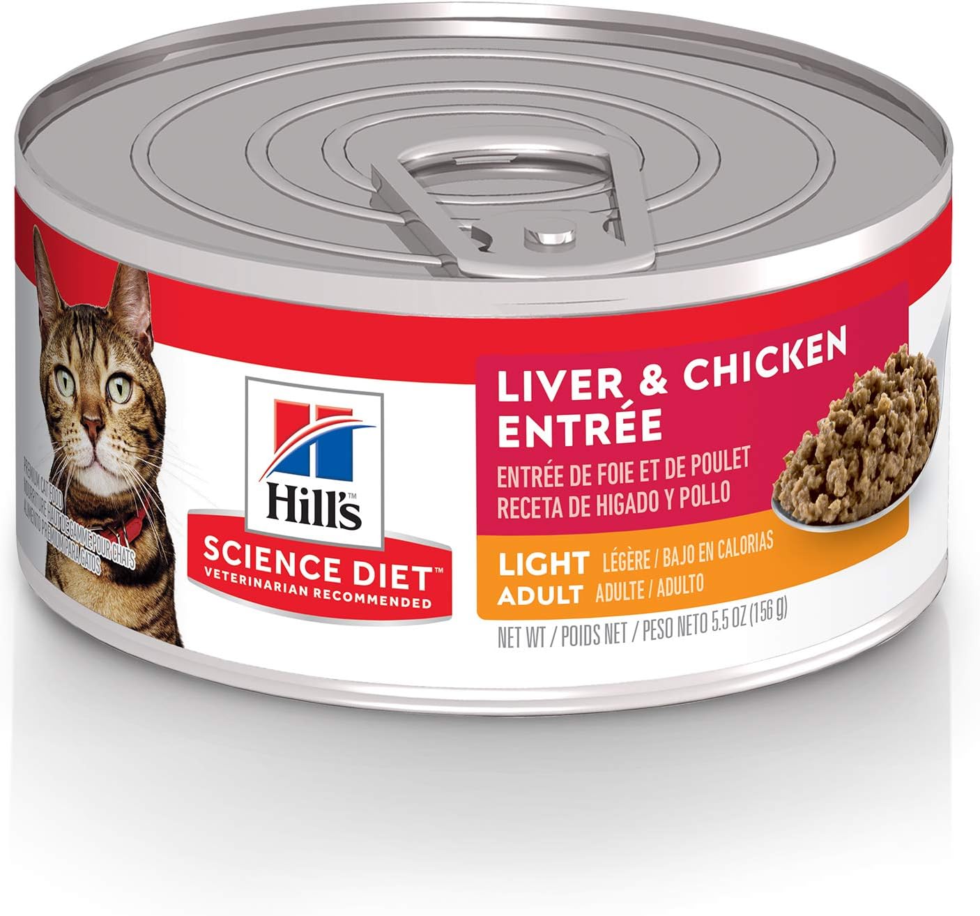 Hill'S Science Diet Light, Adult 1-6, Weight Management Support, Wet Cat Food, Liver & Chicken Minced, 5.5 Oz Can, Case Of 24