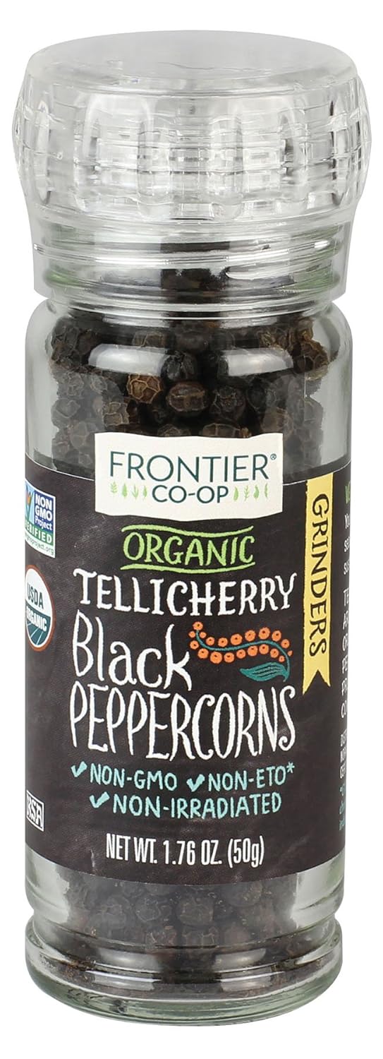 Frontier Natural Products Peppercorns, Og, Black, Tlch, 1.76-Ounce (Pack Of 3)