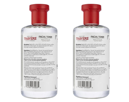 Thayers Alcohol-Free, Hydrating Rose Petal Witch Hazel Facial Toner With Aloe Vera Formula, Vegan, Dermatologist Tested And Recommended, 12 Oz (Pack Of 2)