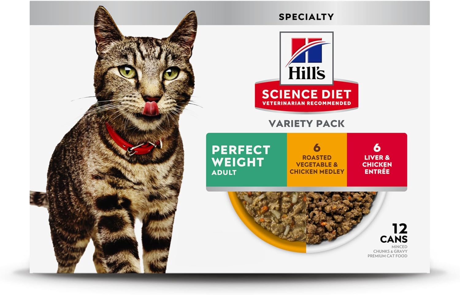 Hill'S Science Diet Perfect Weight, Adult 1-6, Weight Management Support, Wet Cat Food, Variety Case: Liver & Chicken Minced; Chicken Stew, 2.9 Oz Can Variety Case, Case Of 24