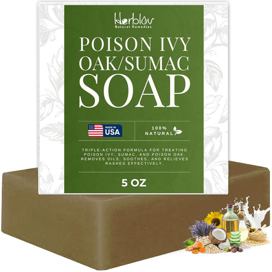 Poison Ivy Soap Bar – All Natural Poison Ivy Treatment – Anti-Itch Skin Cleanser Wash For Poison Ivy, Poison Oak & Sumac – Removes Oils, Soothes & Relieves Rashes – 5Oz Jewelweed Soap Made In Usa
