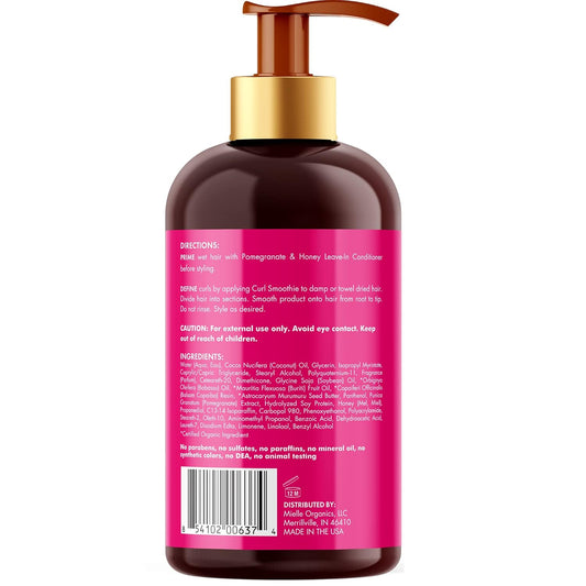 Mielle Organics Curl Smoothie With Pomegranate, Moisturizing Curl Cream For Thick Type 4 Curly Hair, 12 Ounces