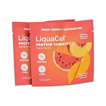 Liquacel Protein Gummies - Peach Mango/Watermelon - 13G Protein - Case Of 50 Packs