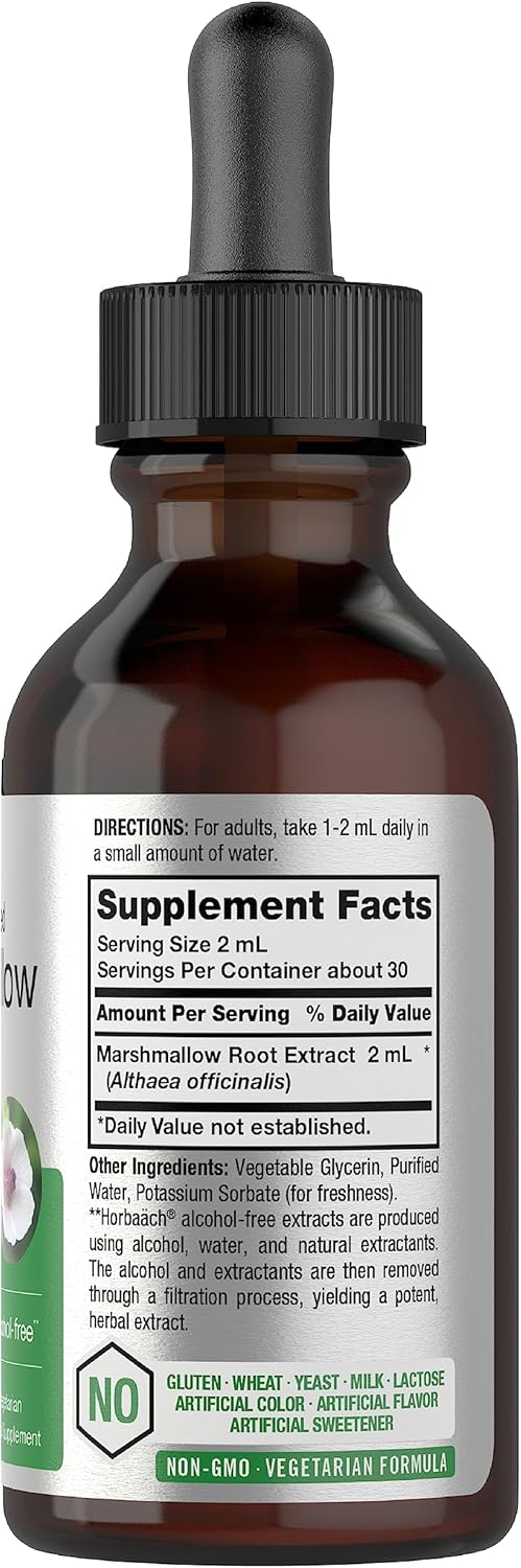 Horbäach Marshmallow Root Extract Tincture | 2 Fl Oz | Althaea Officinalis Liquid | Alcohol Free | Vegetarian, Non-Gmo & Gluten Free