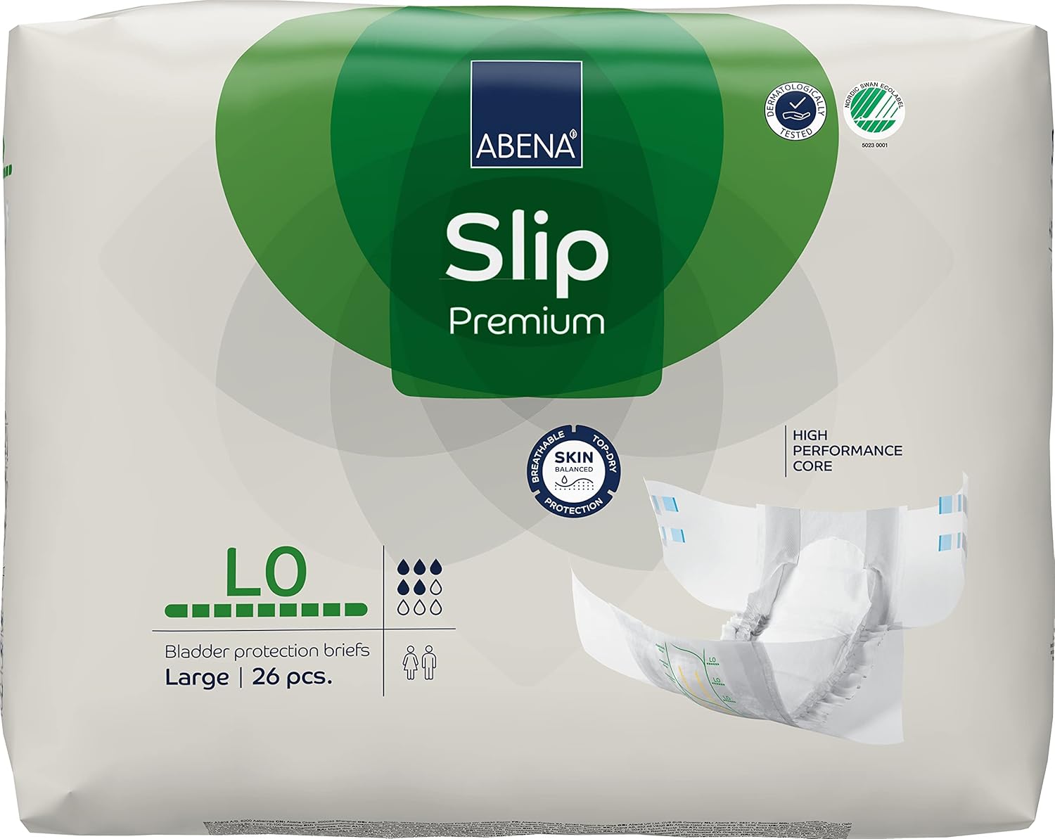 ABENA Slip Premium All-In-One Incontinence Pads For Men & Women, Eco-Friendly Womens Incontinence Pads, Mens Incontinence Pads, - Large 0, 100-150cm Waist, 2000ml Absorbency, 26PK