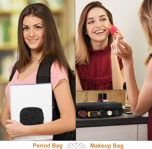 Sanitary Napkin Storage Bag, Leather Period Pad Pouch for Girls, Reusable Women Menstrual Cup Pouches Nursing Holder Tampon Bags Feminine Small Makeup Purse