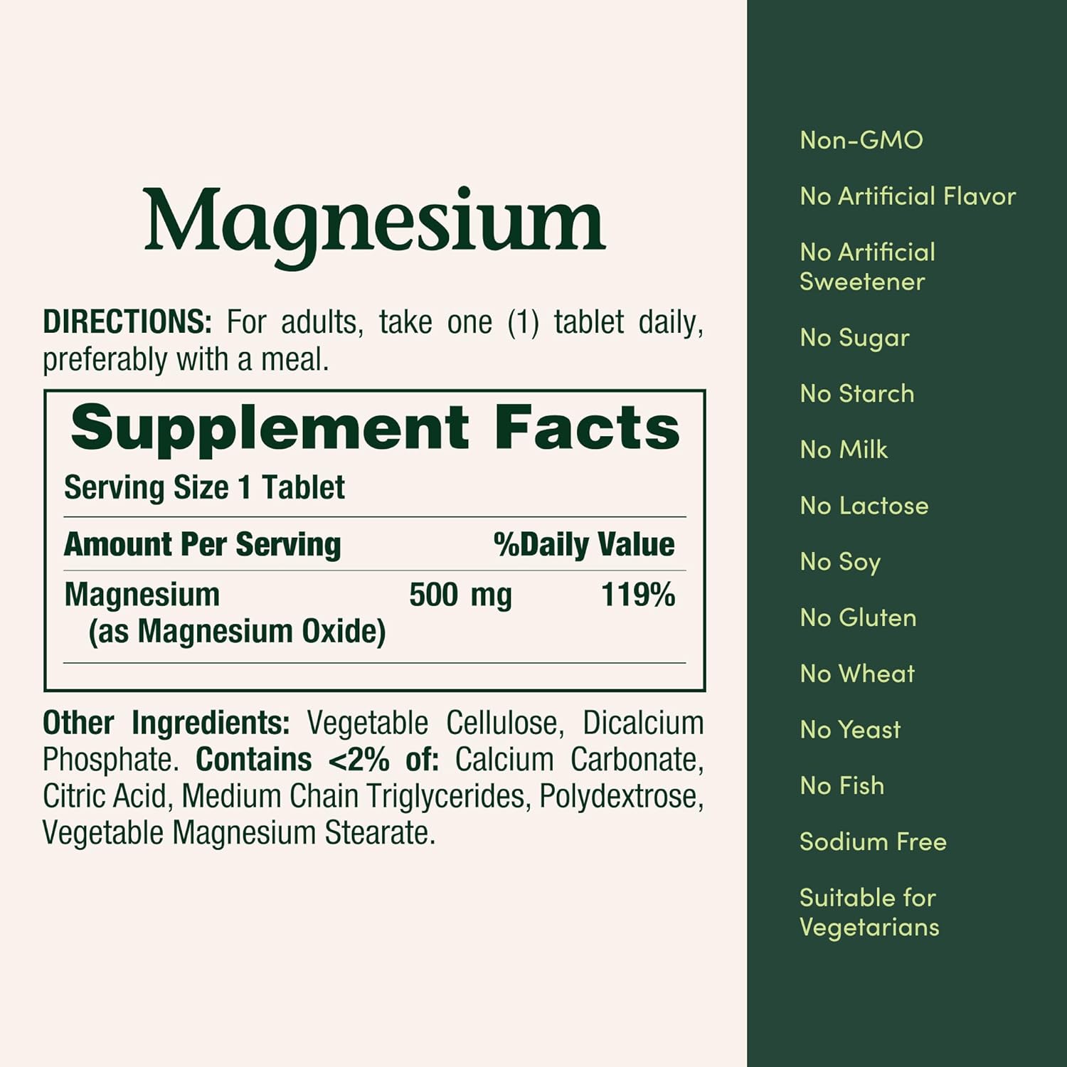 Nature's Bounty Magnesium, Bone and Muscle Health, Whole Body Support, Tablets, 500 Mg, 200 Ct : Health & Household