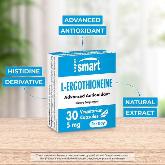 Supersmart L-Ergothioneine Supplement 5Mg Per Day (Advanced Antioxidant) | Non-Gmo - 30 Vegetarian Capsules