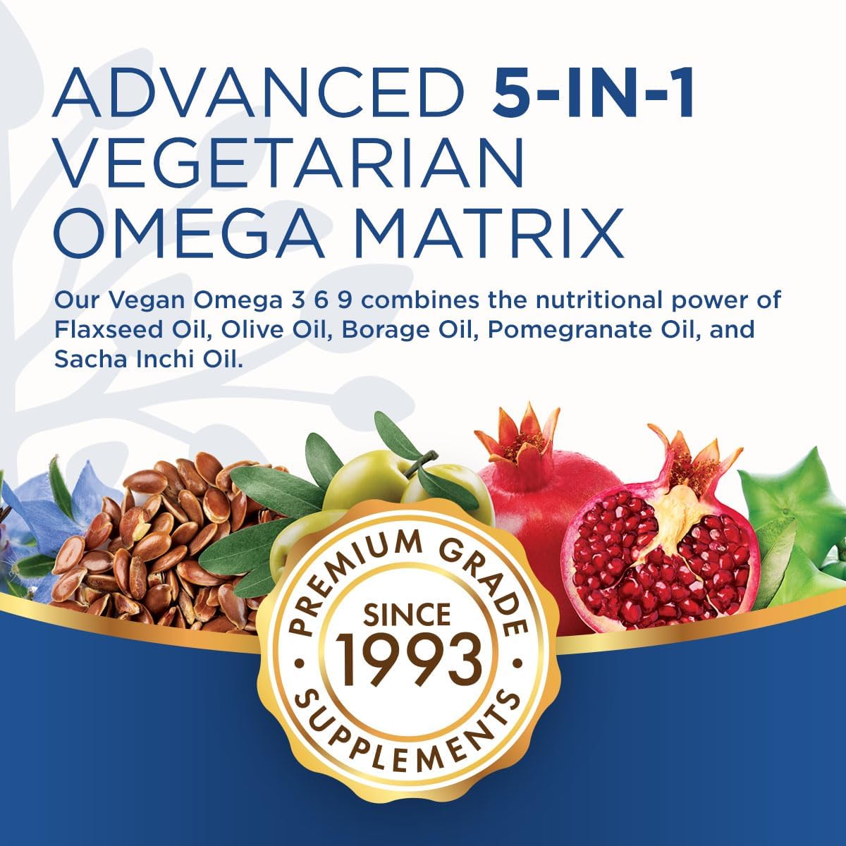 Purity Products Omega 3-6-9 Vegan and Vegetarian Omega Formula - “5 in 1” Essential Fatty Acid Complex - Scientifically Formulated Plant-Based Omega 3 6 9 Essential Fatty Acids (EFA) - from (60) : Health & Household