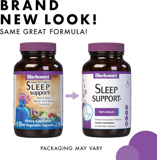 Bluebonnet Nutrition Targeted Choice Sleep Support, Rest & Relaxation Whole Food-Based Formula, Soy-Free, Gluten-Free, Kosher, Non-Gmo, Dairy-Free, Vegan, 30 Vegetable Capsules