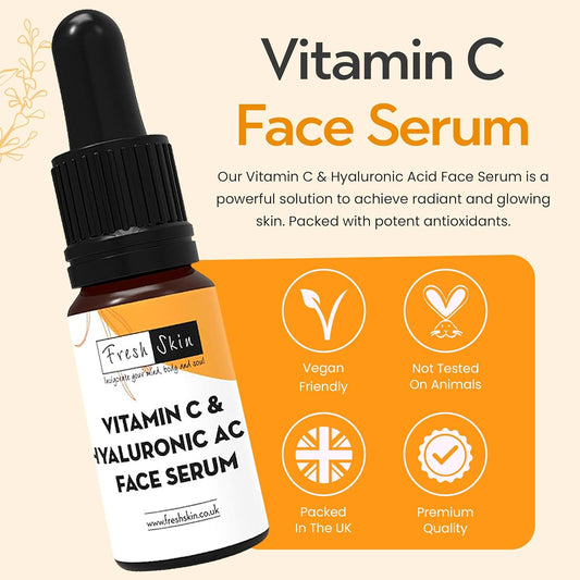 Freshskin Beauty LTD | Vitamin C Face Serum with Hyaluronic Acid 10ml | Anti Ageing/Aging Anti Wrinkle