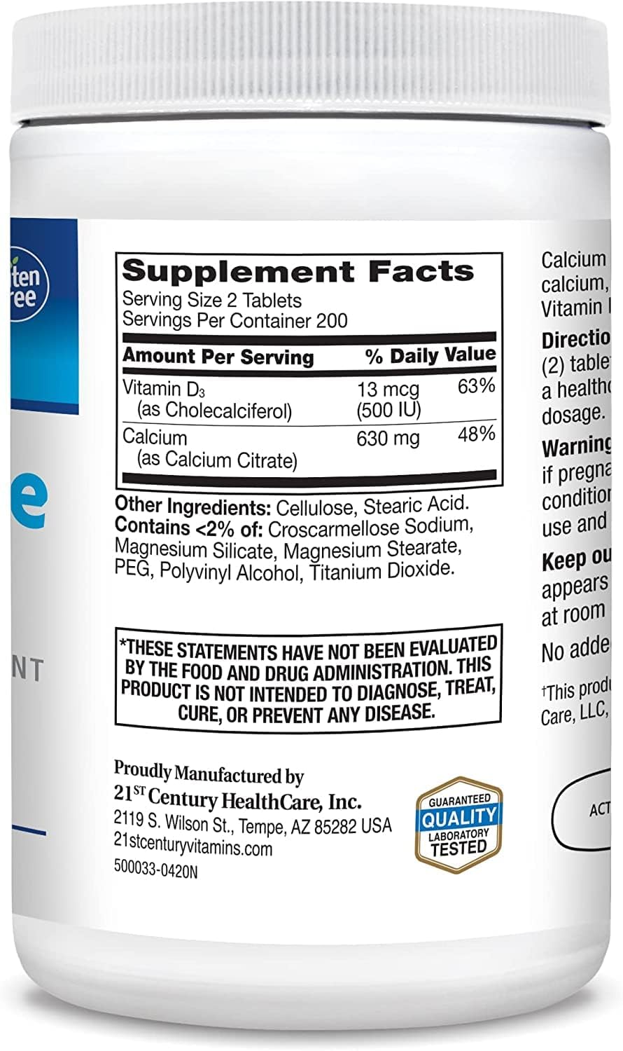 21st Century Calcium Citrate + D3, 400 Tablets Per Bottle (2 Pack)