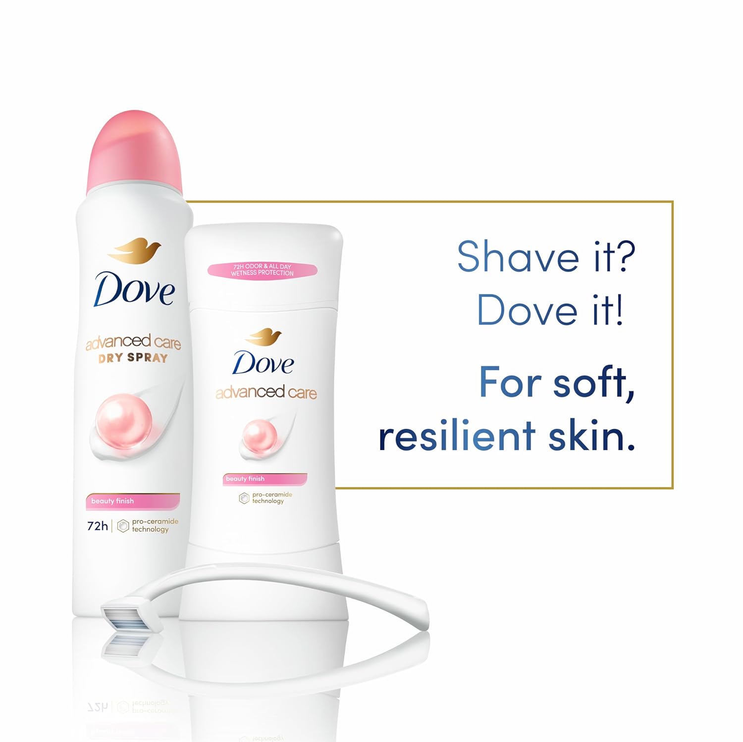 Dove Advanced Care Antiperspirant Deodorant Stick Beauty Finish 4 Count for helping your skin barrier repair after shaving 2.6 oz : Beauty & Personal Care