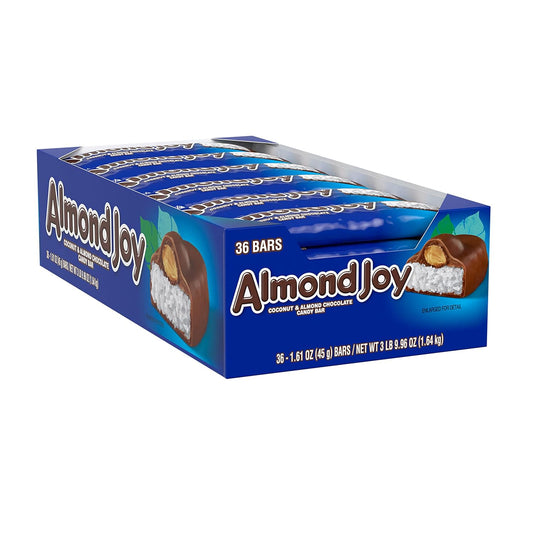 Almond Joy Coconut And Almond Chocolate Candy Bars, 1.61 Oz (36 Count)