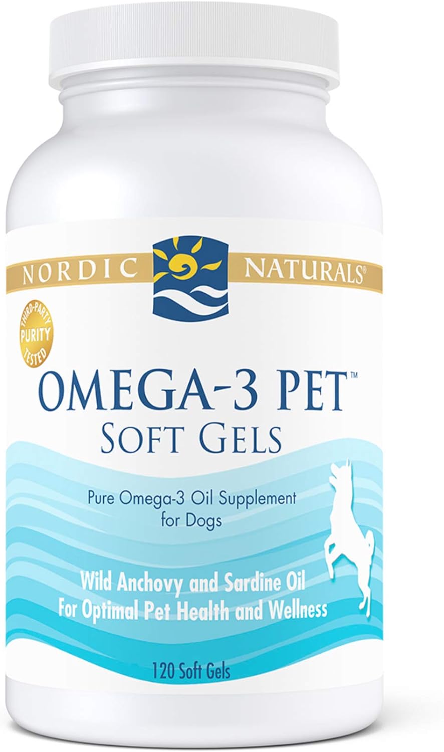 Nordic Naturals Omega-3 Pet, Unflavored - 120 Soft Gels - 330 mg Omega-3 Per Soft Gel - Fish Oil for Dogs with EPA & DHA - Promotes Heart, Skin, Coat, Joint, & Immune Health